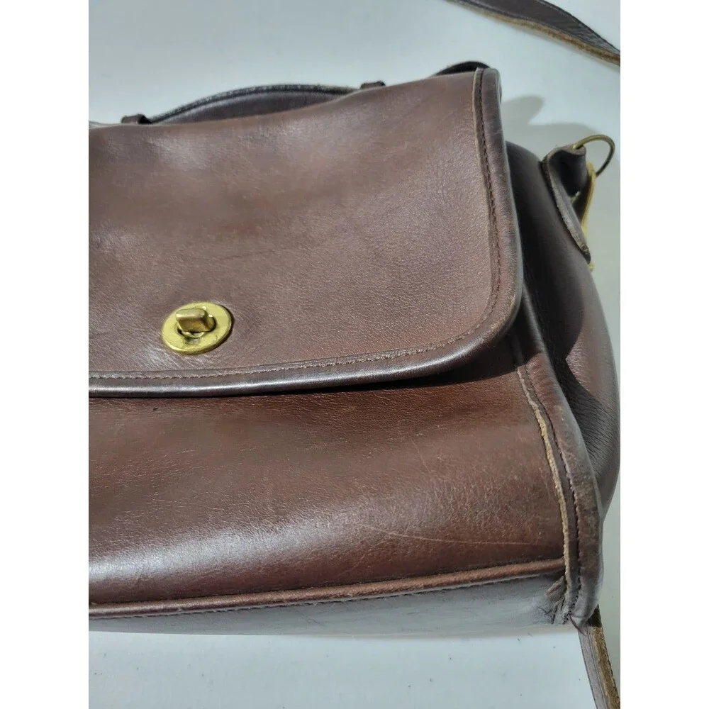 Vintage COACH 9870 Court Shoulder Bag Purse Chocolate Brown Leather Turn Lock - Picture 5 of 16